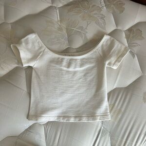 Off the Shouldwr White Ribbed Top
